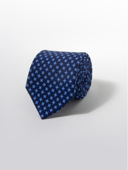 Patrick Hellmann CollectionBlue Tie With Light Blue Flower 100% Woolimage816